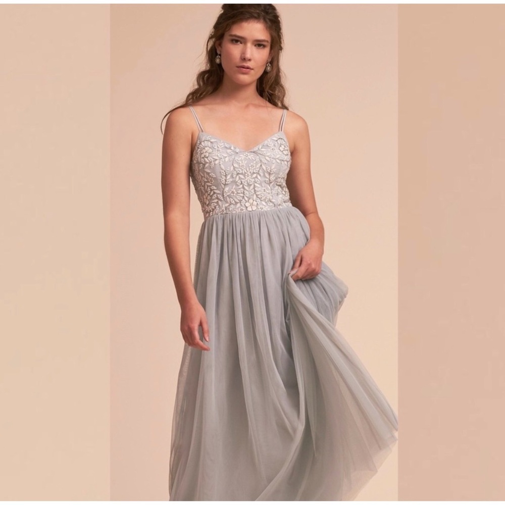 BHLDN Grey Gray Elowen Dress Gown